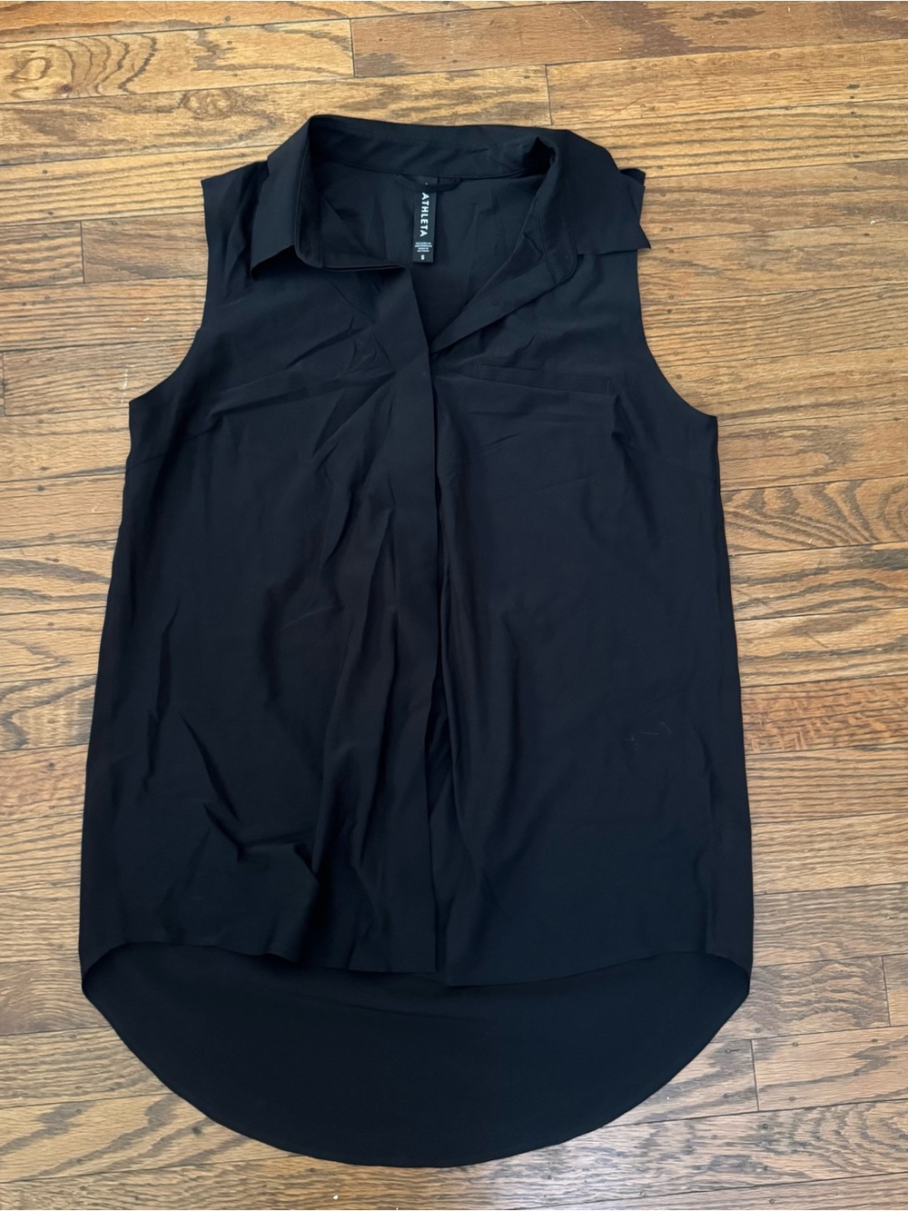 Athleta Urbanite Black Sleeveless Collared Tank Blouse S EUC